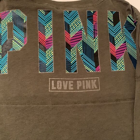 Pink Victoria Secret Khaki Logo Print Sweater Size M - Picture 5 of 7